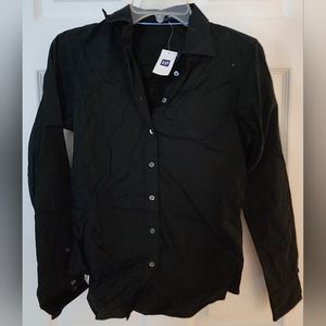 NWT GAP Stretch Fitted Women's Black Dress Long Sleeve Shirt Size XS